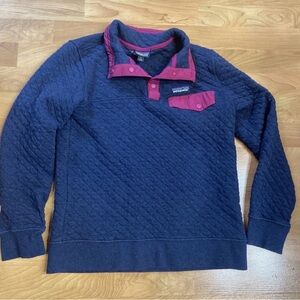 Patagonia Navy and Burgundy Quilted Sweatshirt
